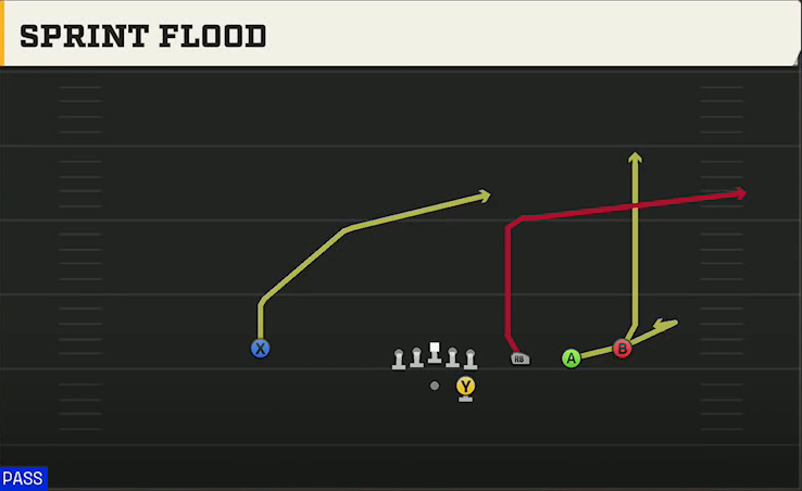 Ohio Offense Gun Trips Sprint Flood play diagram