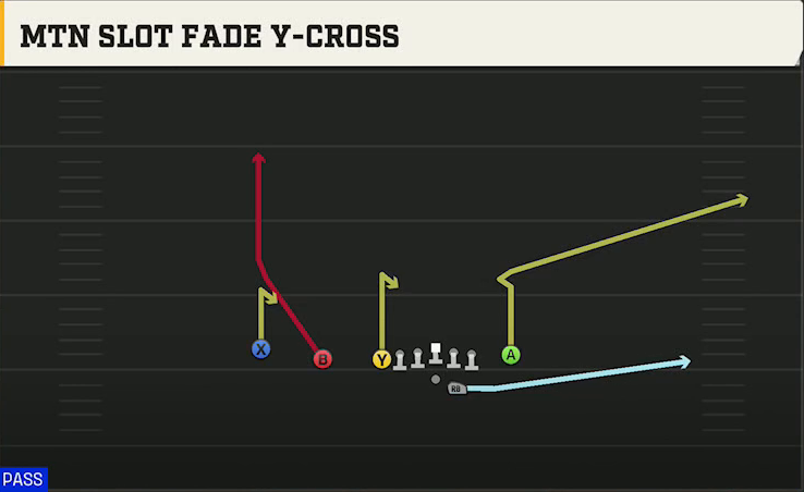 Louisiana Offense Gun U Off Trips Flex Mtn Slot Fade Y-cross play diagram