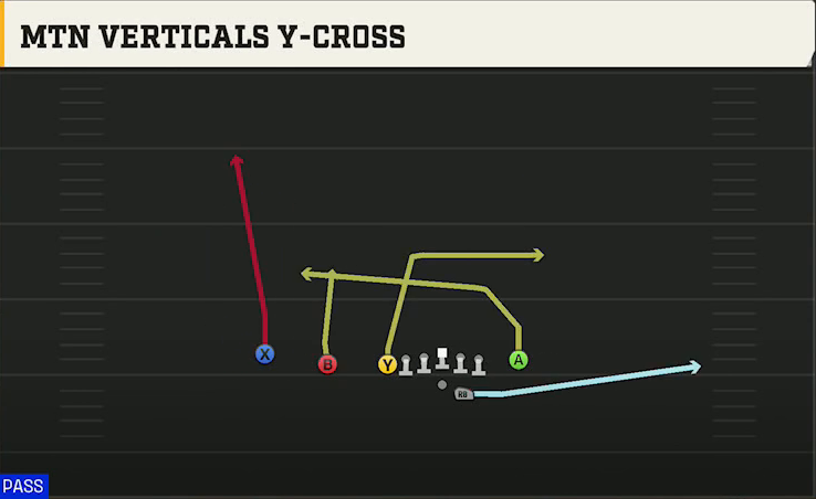 Louisiana Offense Gun U Off Trips Flex Mtn Verticals Y-cross play diagram