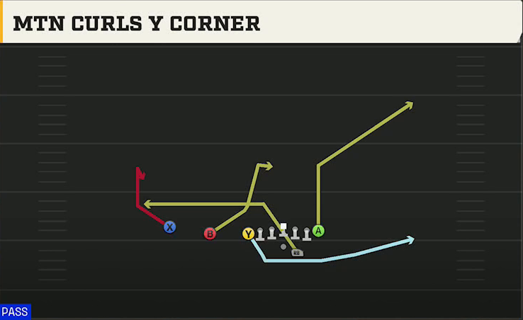 Navy Offense Gun Flexbone Trips Mtn Curls Y Corner play diagram