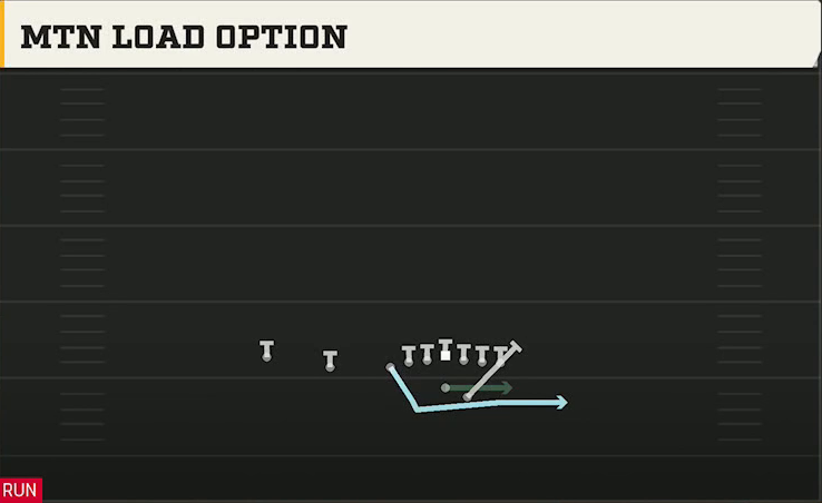 Navy Offense Gun Flexbone Trips Mtn Load Option play diagram