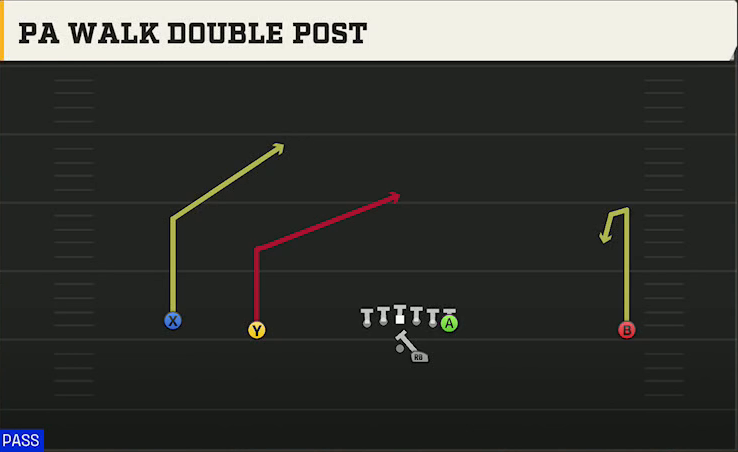 Troy Offense Gun Wide Doubles Offset PA Walk Double Post play diagram