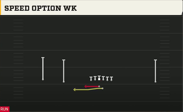 Troy Offense Gun Wide Doubles Offset Speed Option Wk play diagram