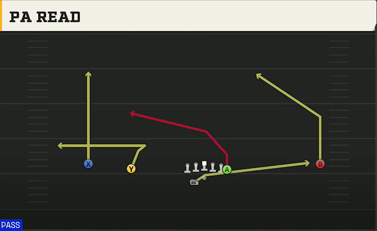 Duke Offense Gun Wide Doubles Y Off Wk PA Read play diagram