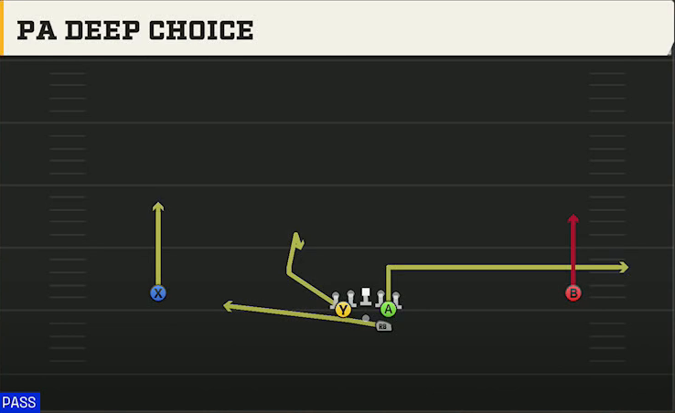 Tennessee Offense Gun Wide Full House PA Deep Choice play diagram