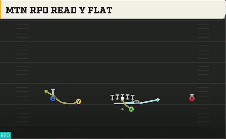 Tennessee Offense Gun Wide Normal Y Off Mtn RPO Read Y Flat play diagram