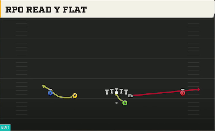 Duke Offense Gun Wide Normal Y Off RPO Read Y Flat play diagram