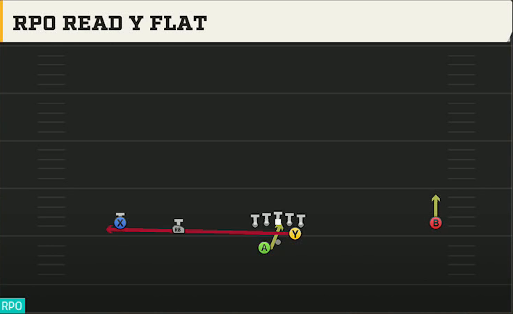 LSU Offense Gun Wide Slot Left Wk RPO Read Y Flat play diagram