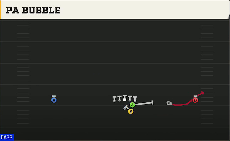 LSU Offense Gun Wide Slot Right PA Bubble play diagram
