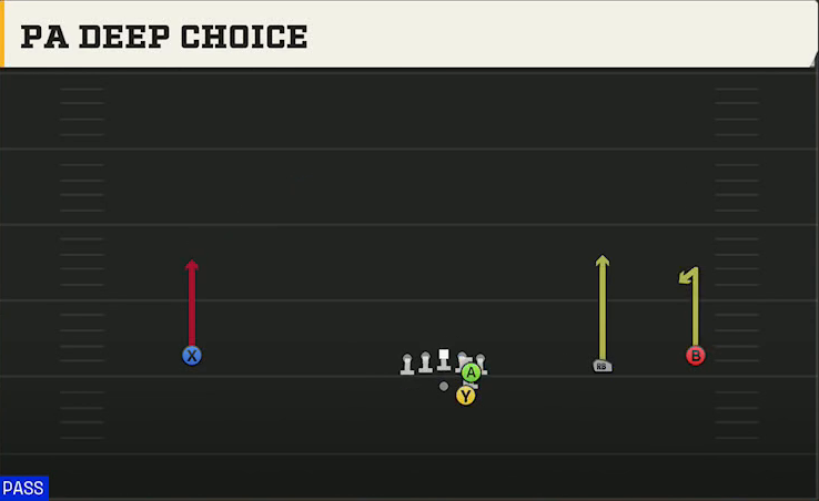 LSU Offense Gun Wide Slot Right PA Deep Choice play diagram