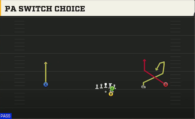 Texas Tech Offense Gun Wide Slot Right PA Switch Choice play diagram