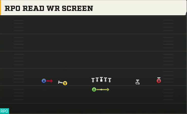 Auburn Offense Gun Wide Spread Y-Slot Wk RPO Read WR Screen play diagram