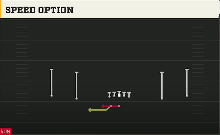 Auburn Offense Gun Wide Spread Y-Slot Wk Speed Option play diagram