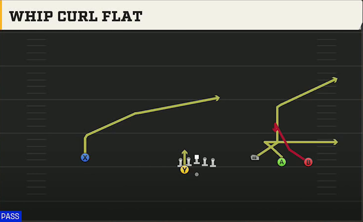 Michigan Offense Gun Wide Trey Open Wing Whip Curl Flat play diagram