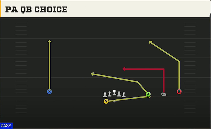 Texas Tech Offense Gun Wide Trips HB Wk PA QB Choice play diagram