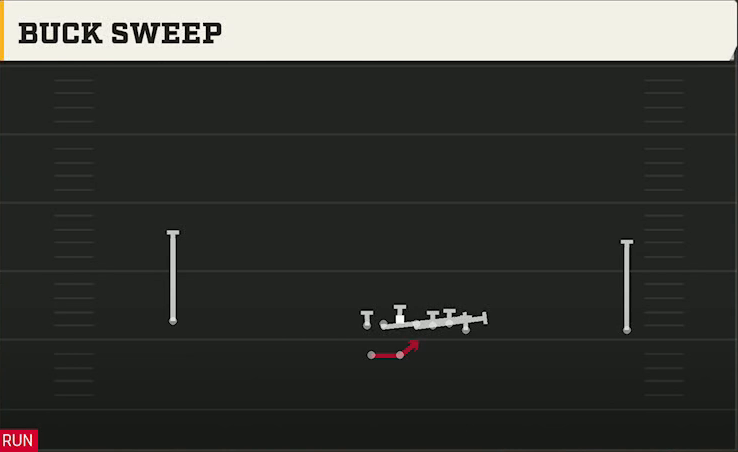 Auburn Offense Gun Wide Wing HB Wk Buck Sweep play diagram