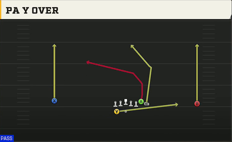 Auburn Offense Gun Wide Wing HB Wk PA Y Over play diagram