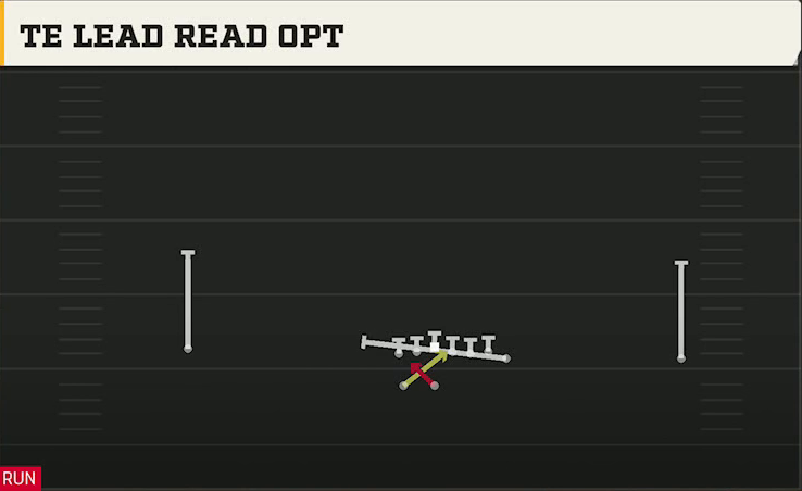 Auburn Offense Gun Wide Wing HB Wk TE Lead Read Opt play diagram