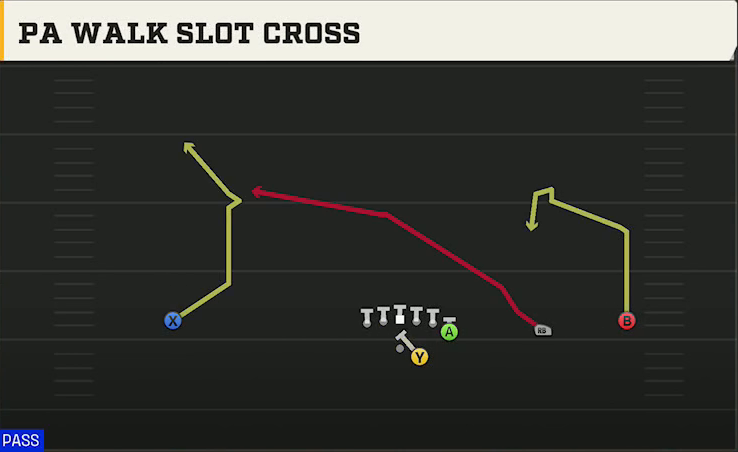 Troy Offense Gun Wide Y Off Trips PA Walk Slot Cross play diagram