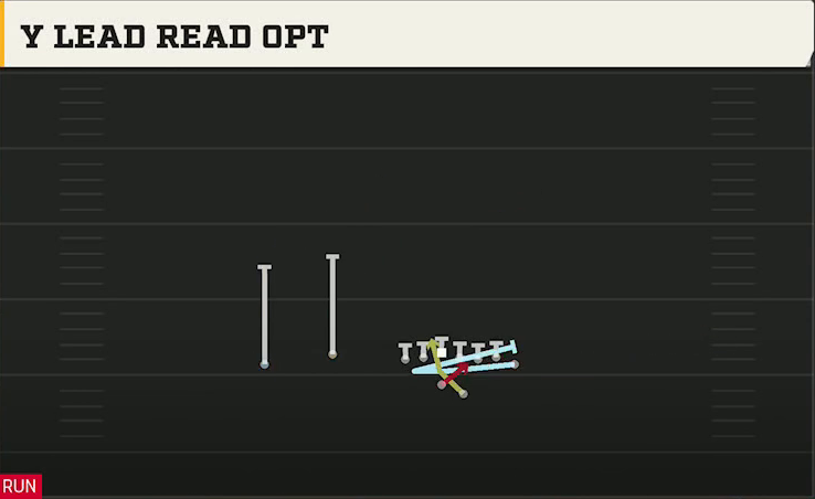 UMass Offense Gun Wing Flex Offset Y Lead Read Opt play diagram
