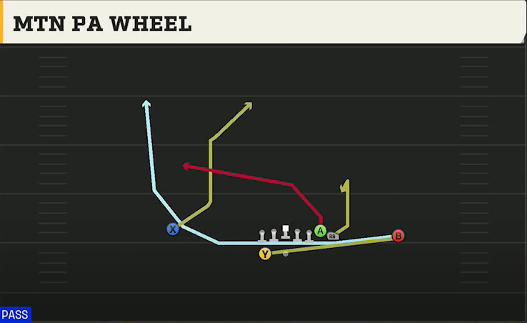 Illinois Offense Gun Wing HB Wk Mtn PA Wheel play diagram