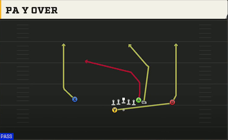 NC State Offense Gun Wing HB Wk PA Y Over play diagram