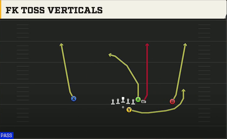 Nebraska Offense Gun Wing Offset FK Toss Verticals play diagram