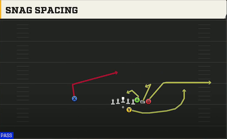 Troy Offense Gun Wing Pair Snag Spacing play diagram