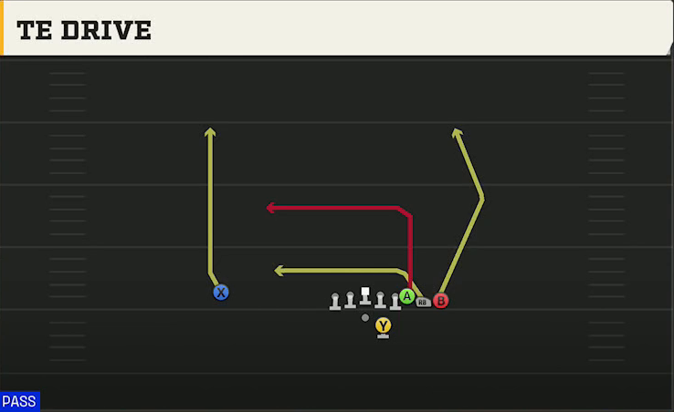 Troy Offense Gun Wing Pair TE Drive play diagram