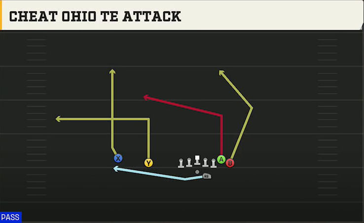 Minnesota Offense Gun Wing Slot Offset Mtn Ohio TE Attack play diagram
