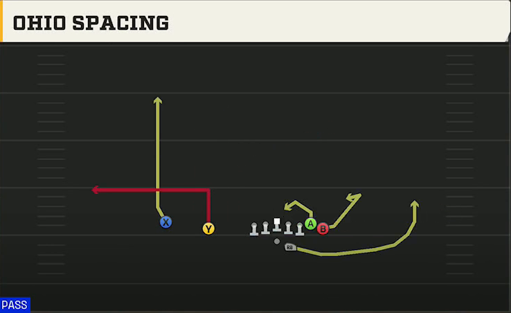 Miami Offense Gun Wing Slot Offset Ohio Spacing play diagram
