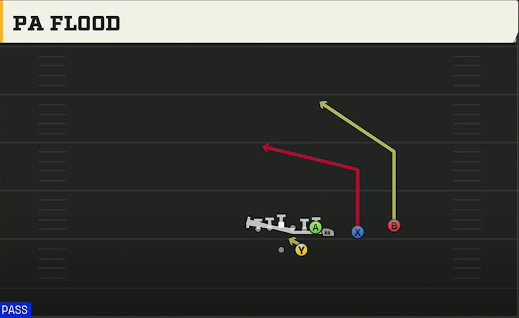 Nebraska Offense Gun Wing Slot Over PA Flood play diagram