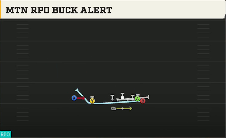Georgia Offense Gun Wing Slot Wk Mtn RPO Buck Alert play diagram