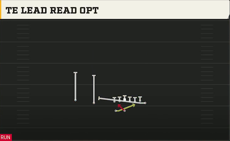 Akron Offense Gun Wing Slot Wk TE Lead Read Opt play diagram