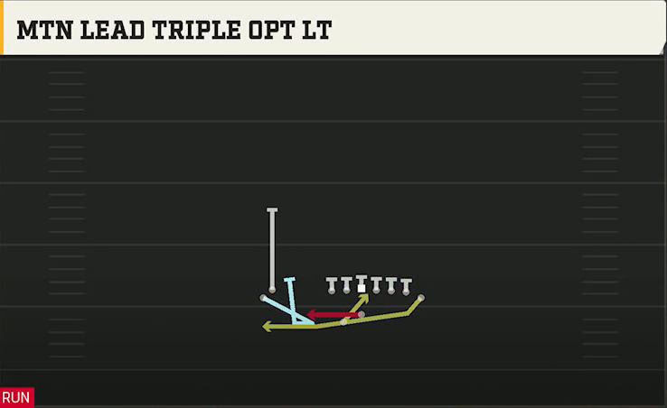 Rice Offense Gun Wingback Wing Stack Wk Mtn Lead Triple Optionlt play diagram