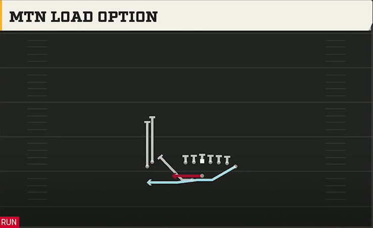 Rice Offense Gun Wingback Wing Stack Wk Mtn Load Option play diagram