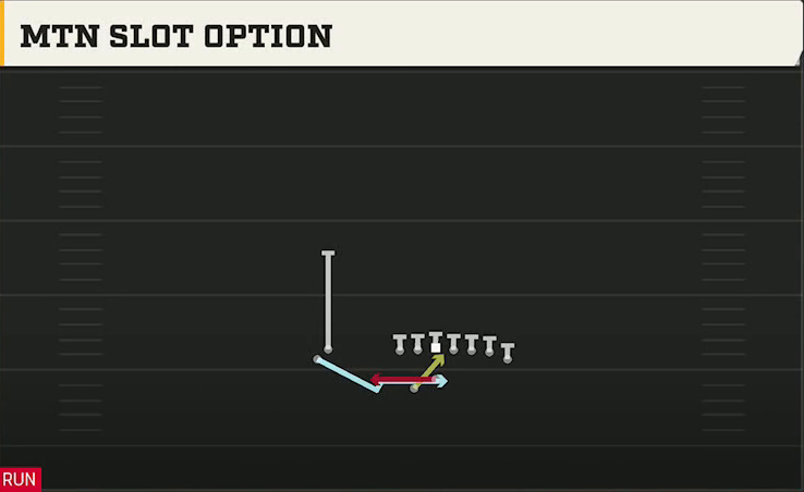 Rice Offense Gun Wingback Wing Stack Wk Mtn Slot Option play diagram