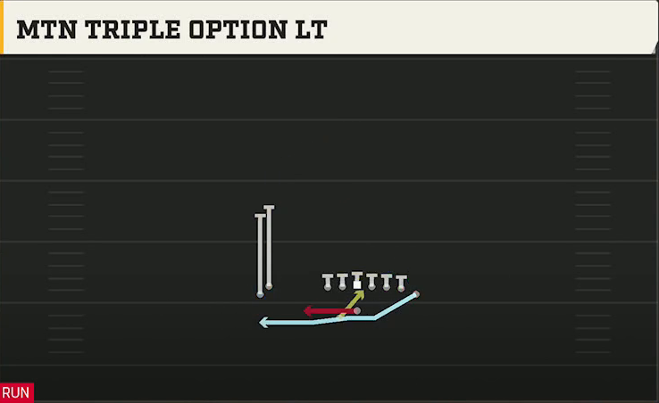 Rice Offense Gun Wingback Wing Stack Wk Mtn Triple Option Lt play diagram