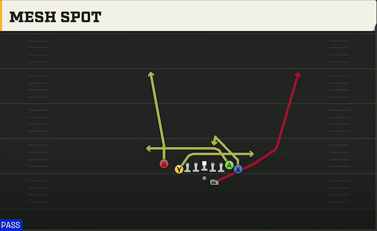 USF Offense Gun Wing Tight Nasty Mesh Spot play diagram