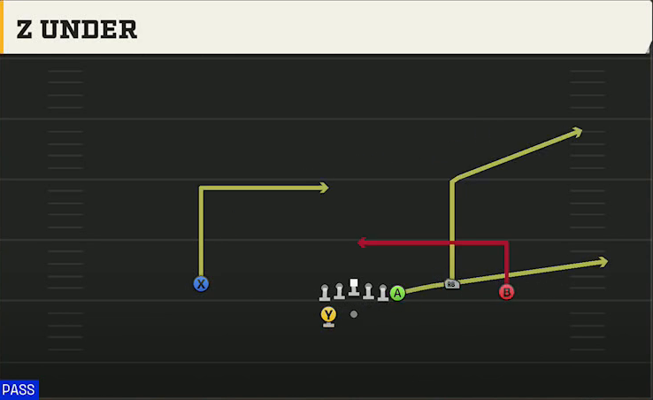 Pittsburgh Offense Gun Wing Trio Wk Z Under play diagram