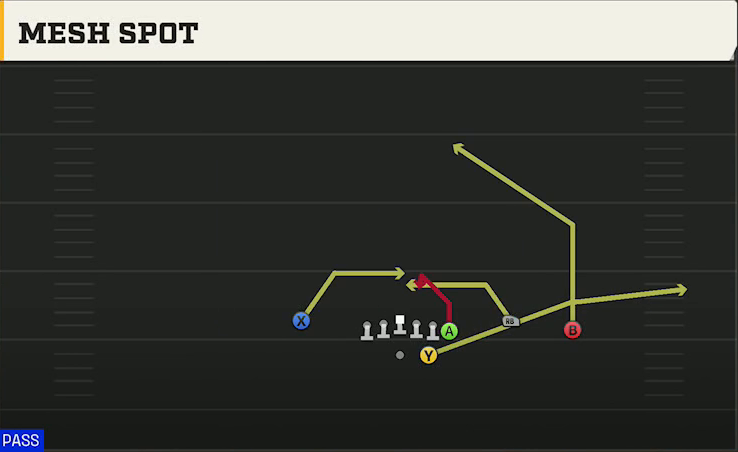 Arizona Offense Gun Wing Trio Mesh Spot play diagram