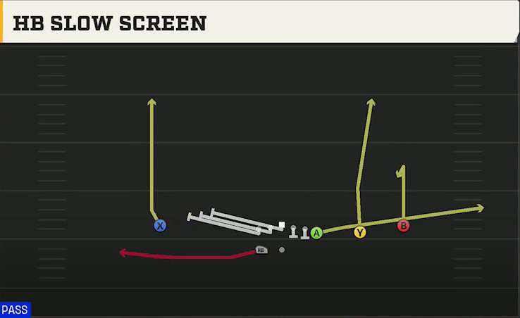 Delaware Offense Gun Wing Trips Wk HB Slow Screen play diagram