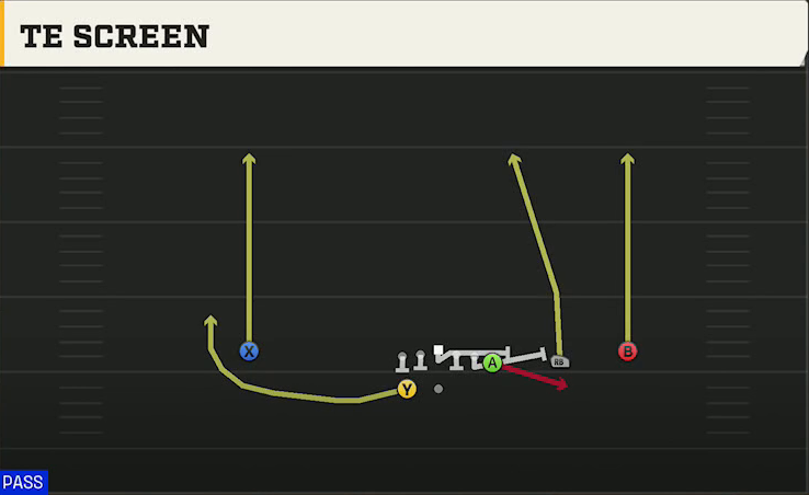 Temple Offense Gun Wing Trips Wk TE Screen play diagram