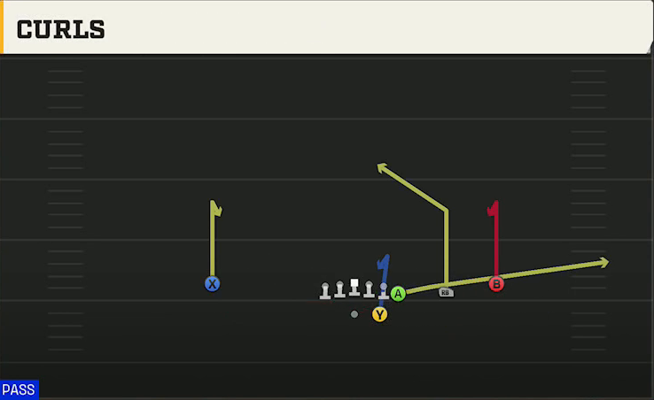 Delaware Offense Gun Wing Trips Curls play diagram