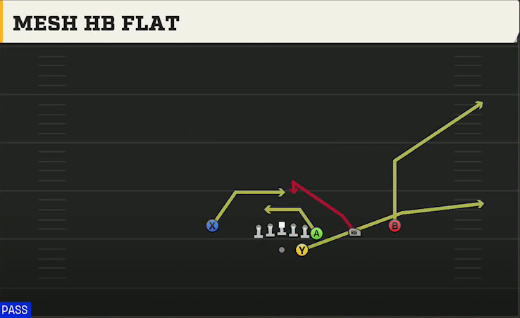 South Carolina Offense Gun Wing Trips Mesh HB Flat play diagram