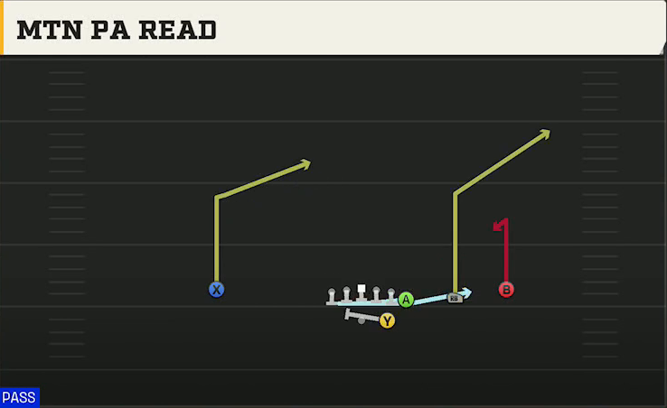 UCF Offense Gun Wing Trips Mtn PA Read play diagram