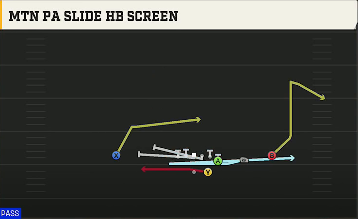 Wake Forest Offense Gun Wing Trips Mtn PA Slide HB Screen play diagram