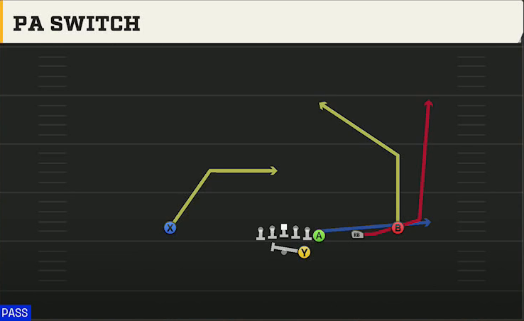 Georgia State Offense Gun Wing Trips PA Switch play diagram