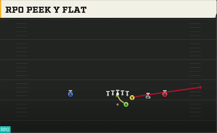 UCF Offense Gun Wing Trips RPO Peek Y Flat play diagram