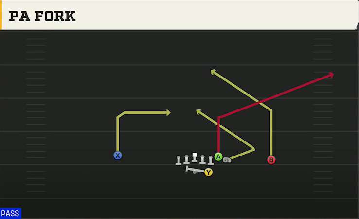 NC State Offense Gun Wing PA Fork play diagram
